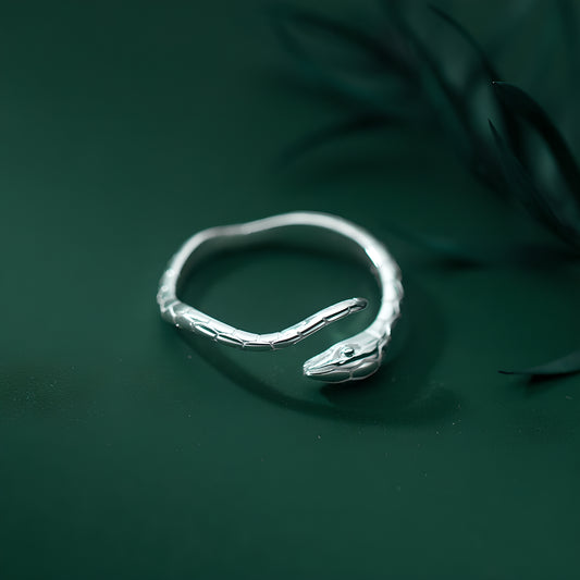 Simple Snake S925 Sterling Silver Adjustable Ring