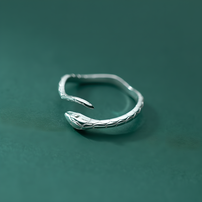 Simple Snake S925 Sterling Silver Adjustable Ring