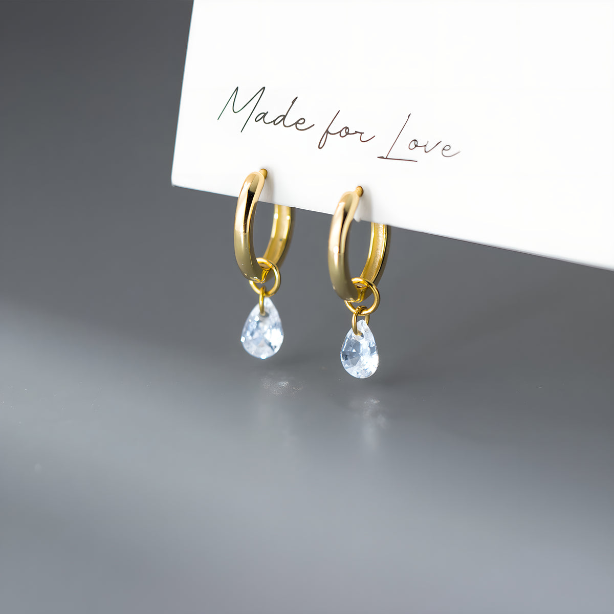 Solitaire Zircon Teardrop Huggie Earrings
