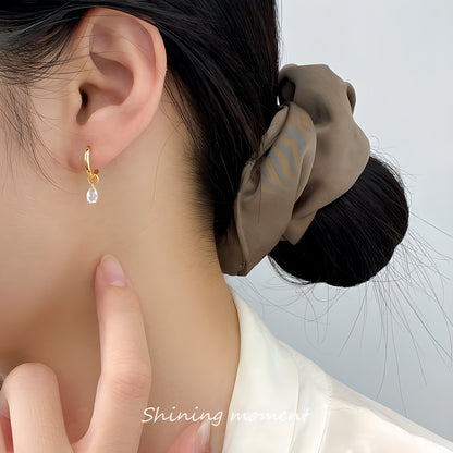 Solitaire Zircon Teardrop Huggie Earrings