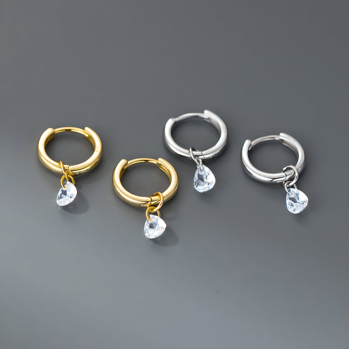 Solitaire Zircon Teardrop Huggie Earrings