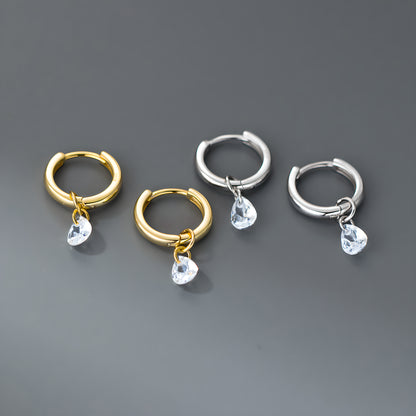 Solitaire Zircon Teardrop Huggie Earrings