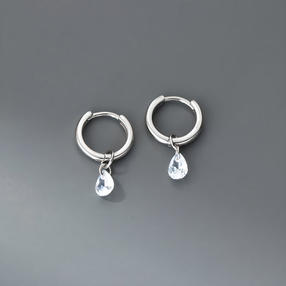 Solitaire Zircon Teardrop Huggie Earrings