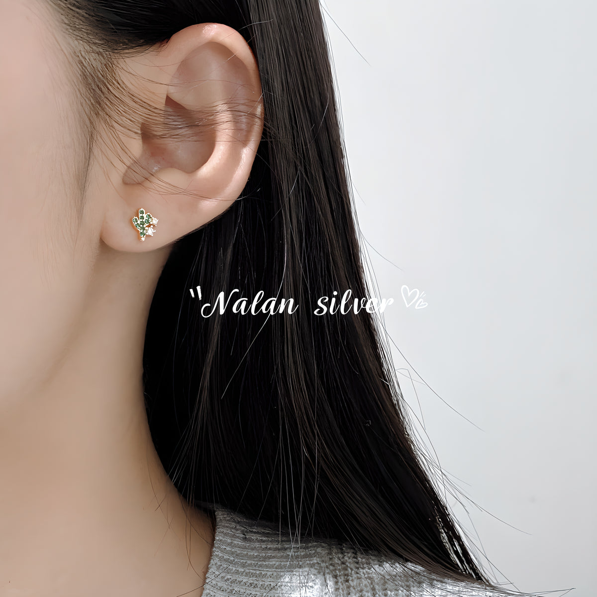 Sparkling Zircon Cactus Stud Earrings in Sterling Silver