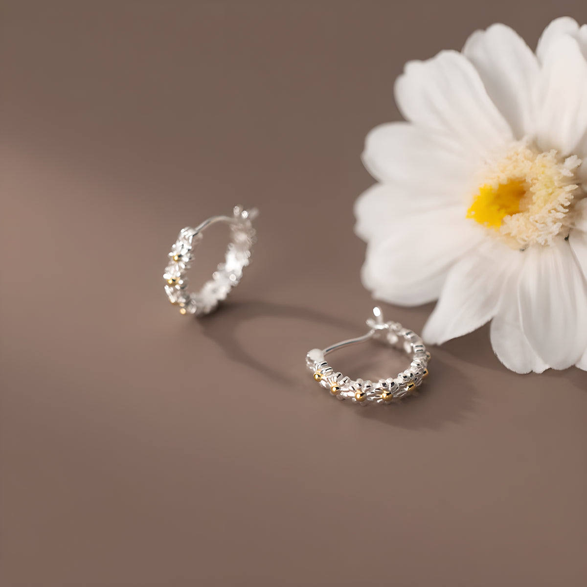 Sterling Silver Small Daisy Stud Earrings