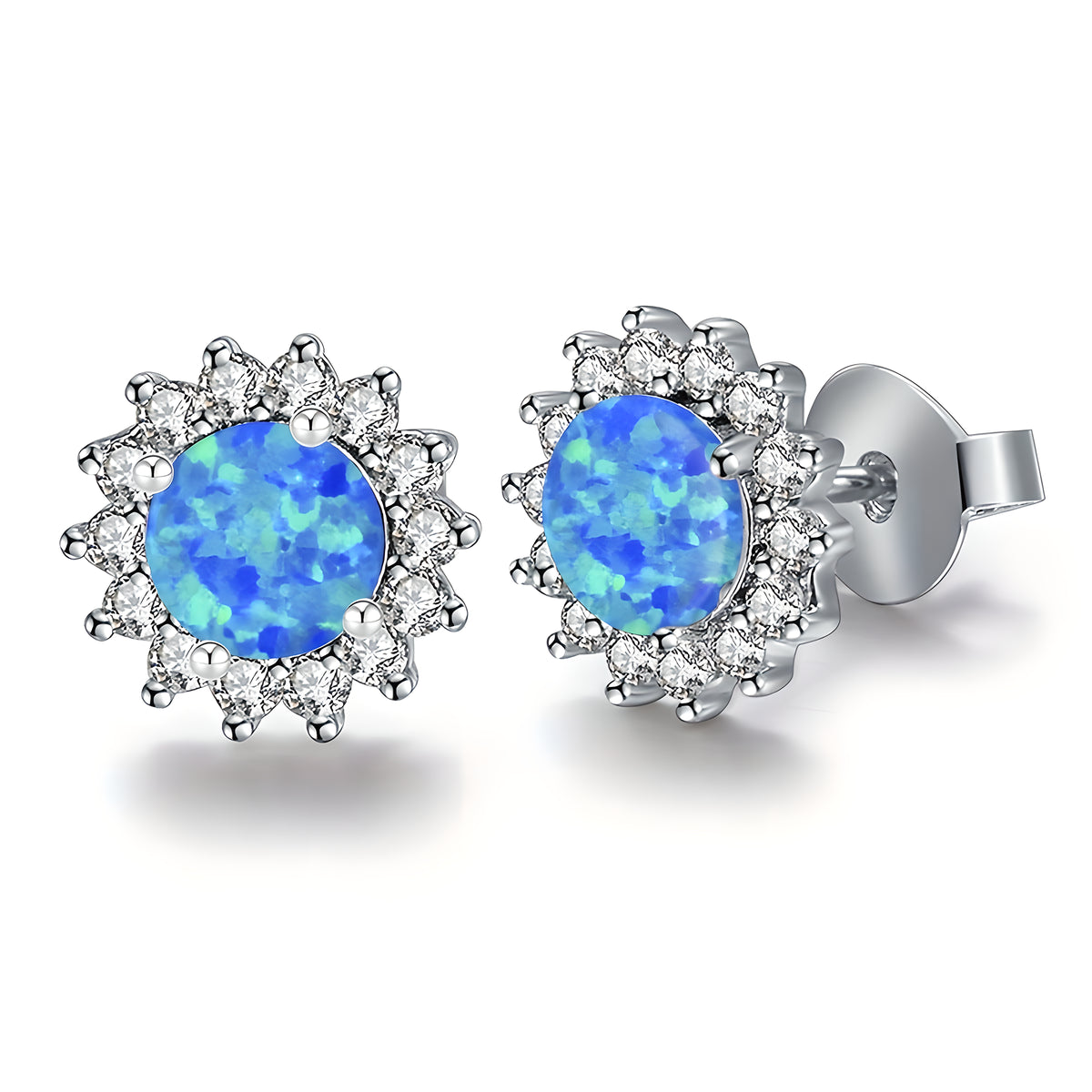 Sunflower Opal Stud Earrings Elegant Geometric Fashion Jewelry