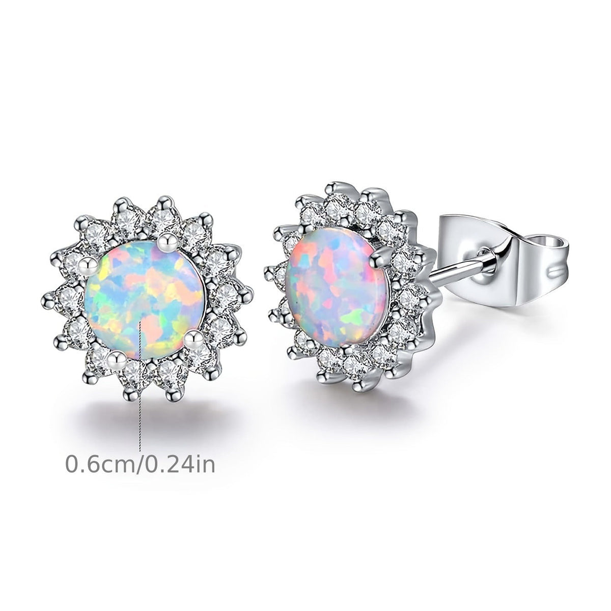 Sunflower Opal Stud Earrings Elegant Geometric Fashion Jewelry