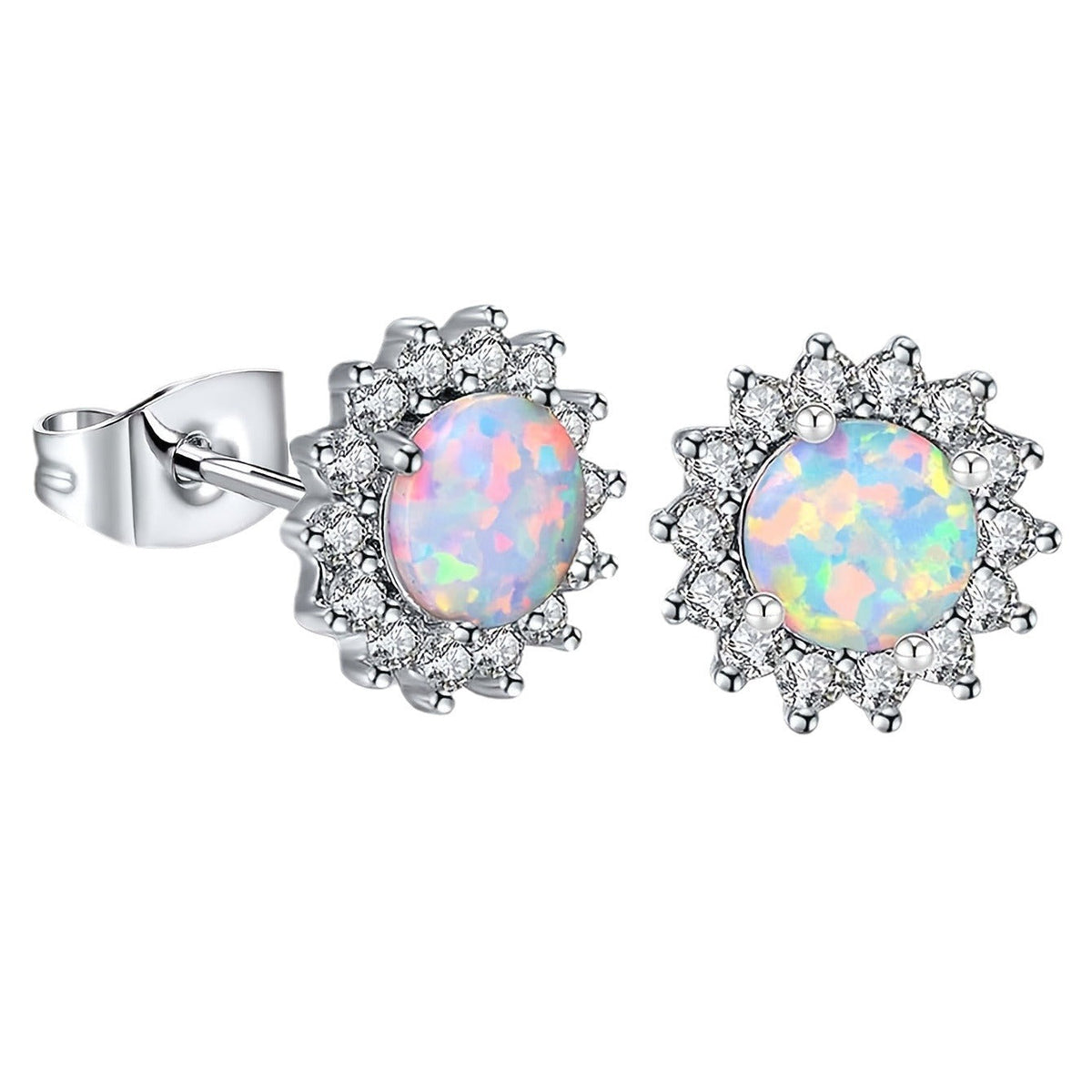 Sunflower Opal Stud Earrings Elegant Geometric Fashion Jewelry