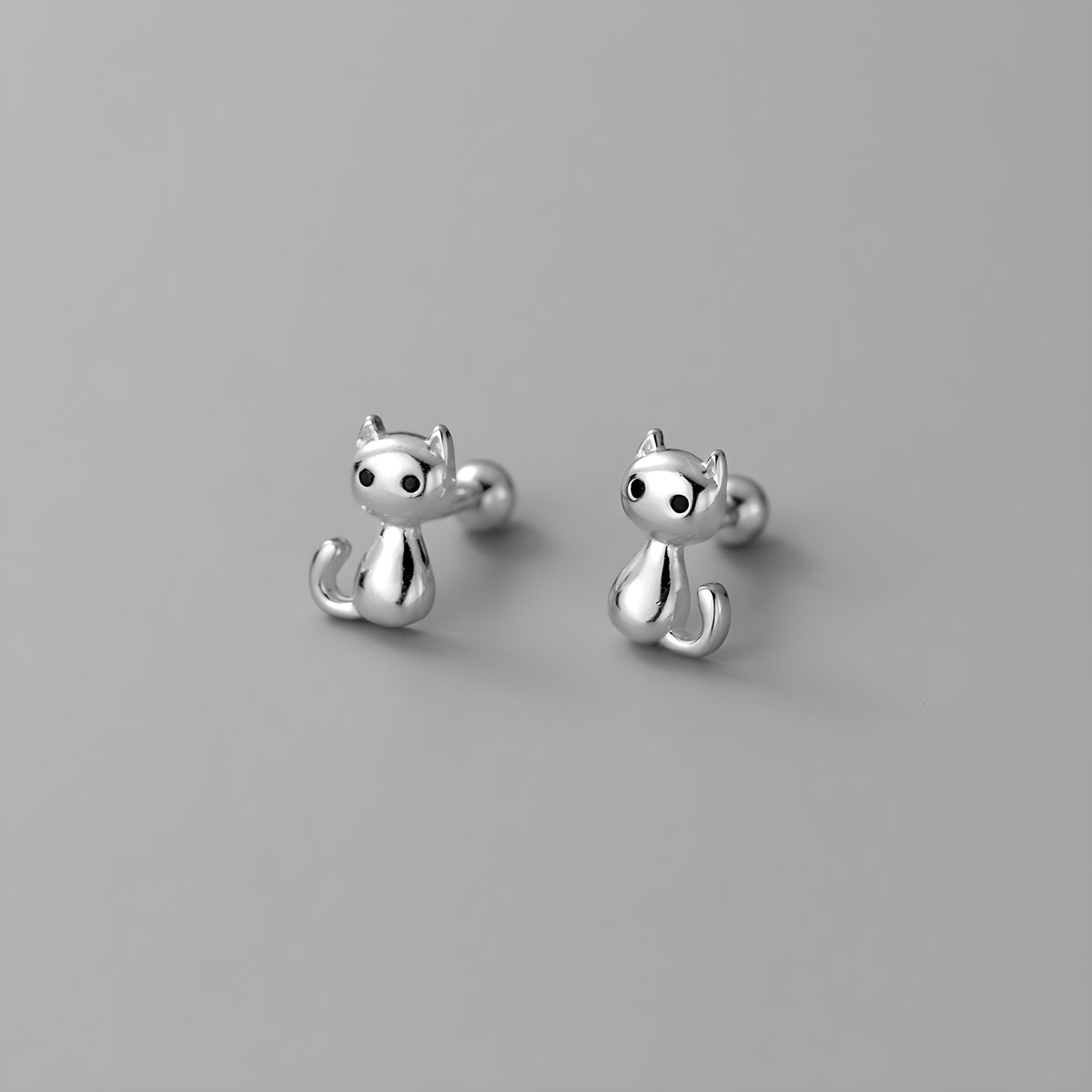 Sweet Cat S925 Sterling Silver Screw Back Studs