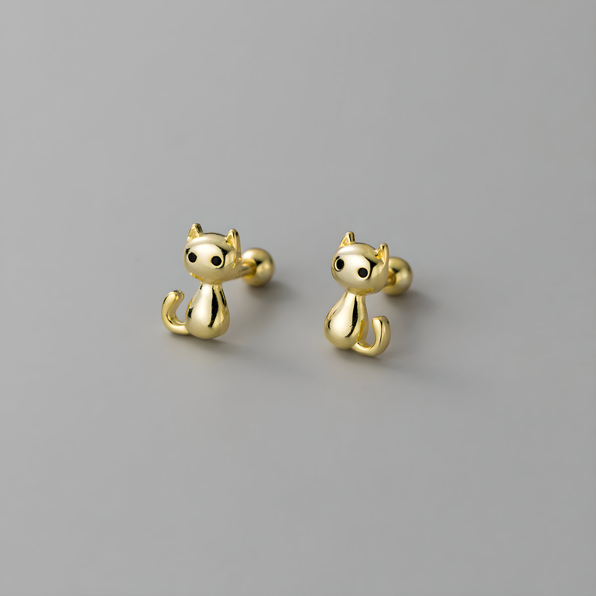 Sweet Cat S925 Sterling Silver Screw Back Studs