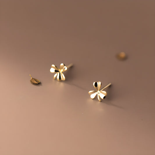 Three-Petal Floral Stud Earrings S925 Sterling Silver