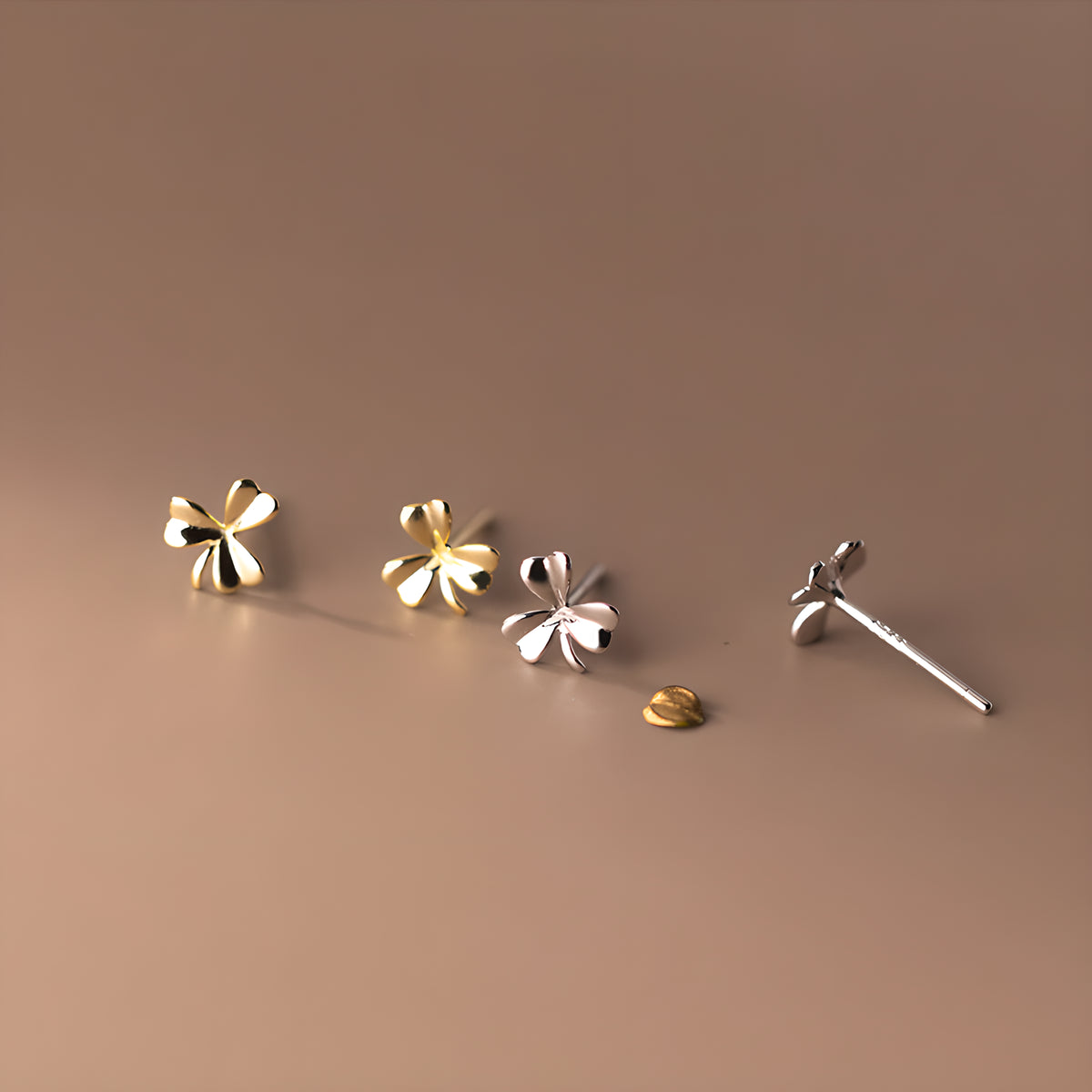 Three-Petal Floral Stud Earrings S925 Sterling Silver