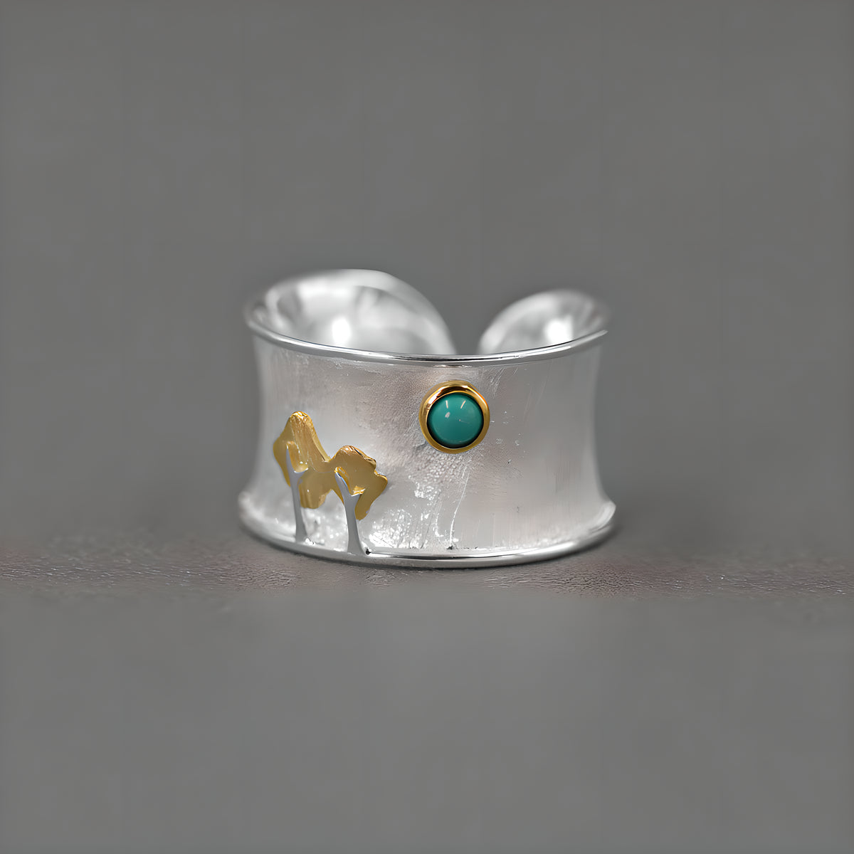 Tree and Moon Adjustable S925 Sterling Silver Ring