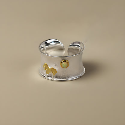 Tree and Moon Adjustable S925 Sterling Silver Ring