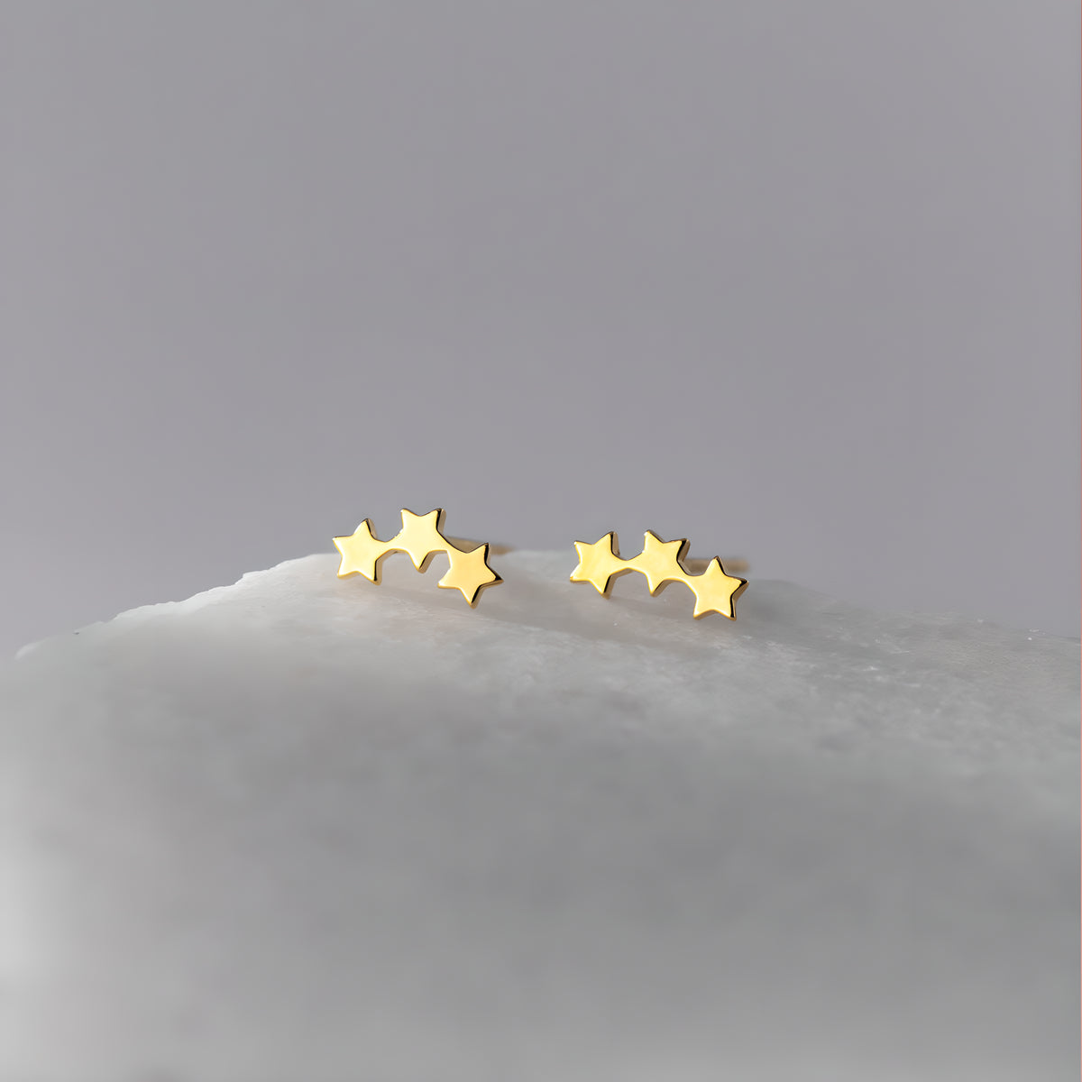 Triple Star Sterling Silver Stud Earrings