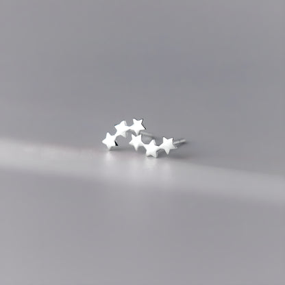 Triple Star Sterling Silver Stud Earrings