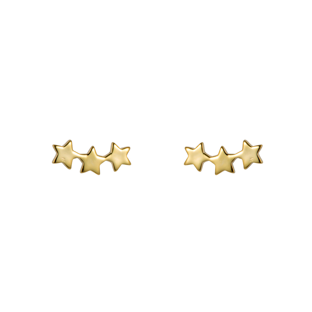 Triple Star Sterling Silver Stud Earrings