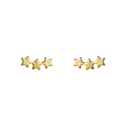 Triple Star Sterling Silver Stud Earrings