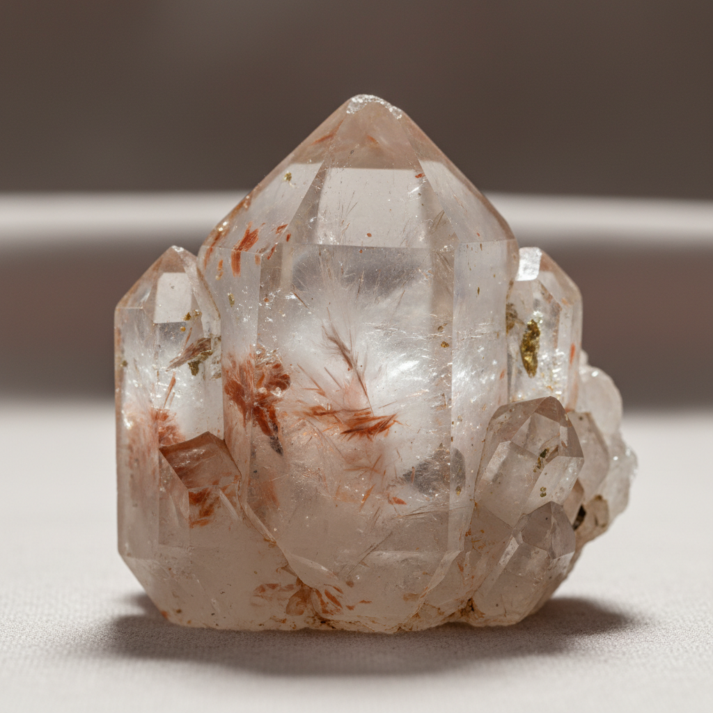 Triplite Wagnerite And Pyrite In Quartz crystal