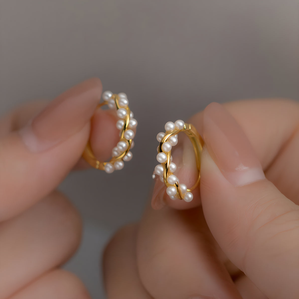 Twisted Floral Hoop Bead Earrings S925 Silver