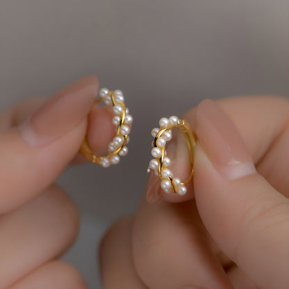 Twisted Floral Hoop Bead Earrings S925 Silver