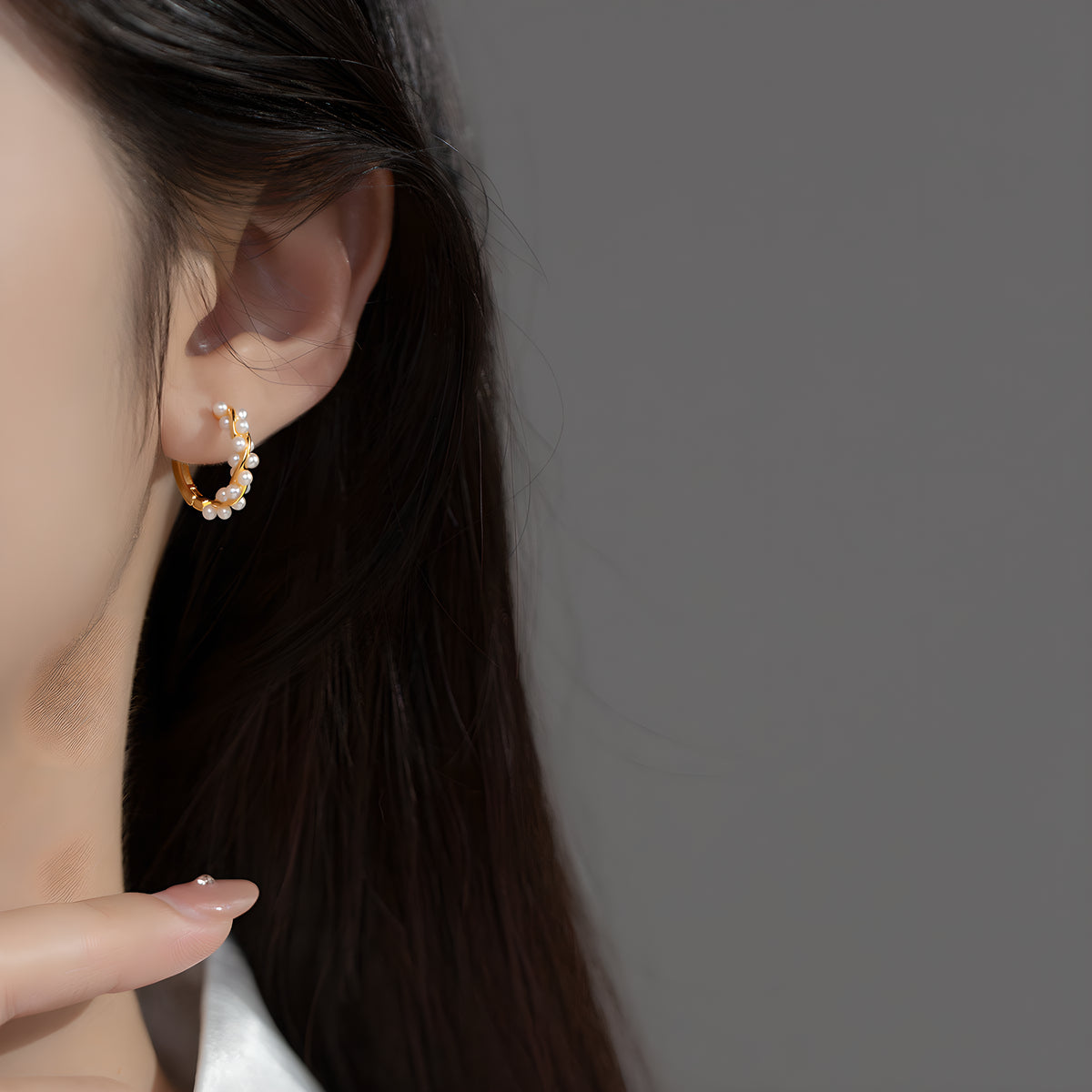 Twisted Floral Hoop Bead Earrings S925 Silver