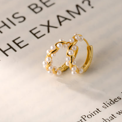 Twisted Floral Hoop Bead Earrings S925 Silver