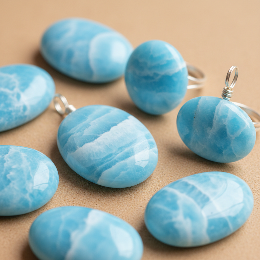 Blue Aragonite crystal close-up