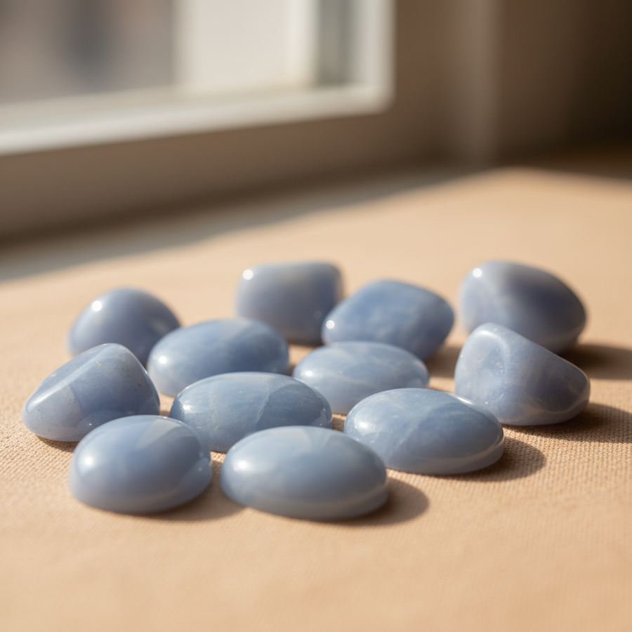 Blue Chalcedony crystal close-up