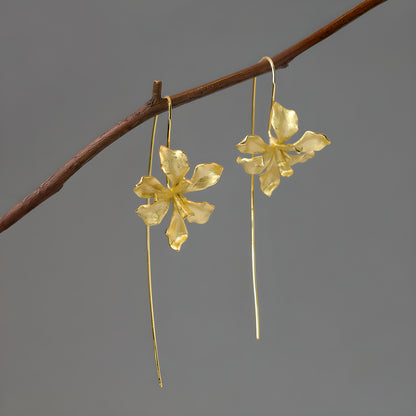 Van Gogh Inspired Iris Flower Earrings S925 Sterling Silver Artistic Design