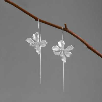 Van Gogh Inspired Iris Flower Earrings S925 Sterling Silver Artistic Design