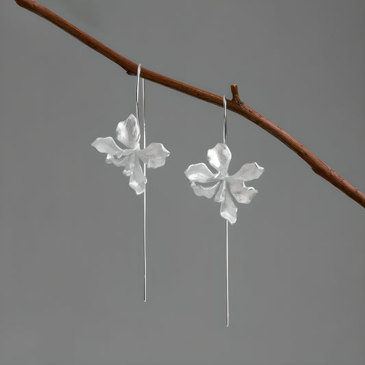 Van Gogh Inspired Iris Flower Earrings S925 Sterling Silver Artistic Design