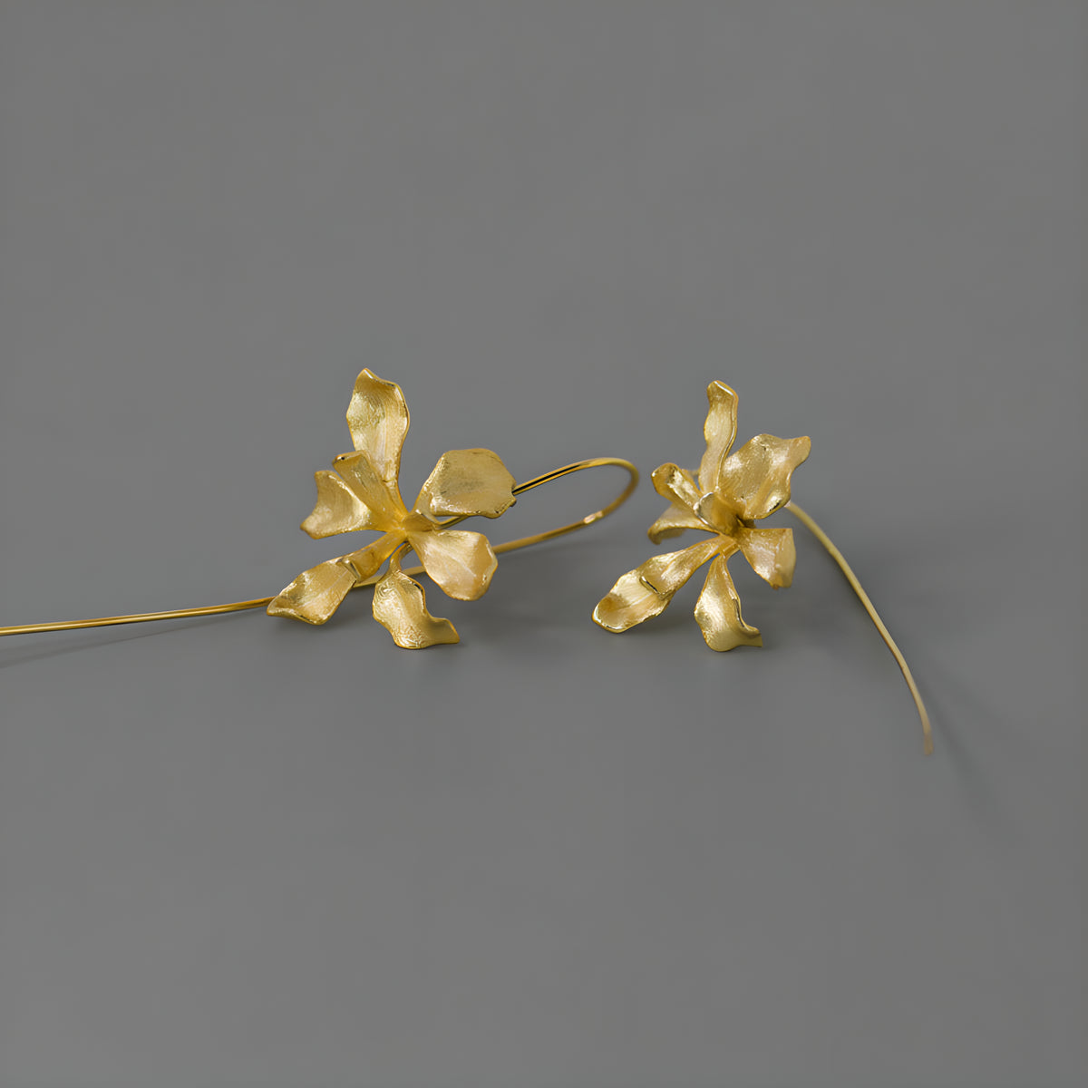 Van Gogh Inspired Iris Flower Earrings S925 Sterling Silver Artistic Design