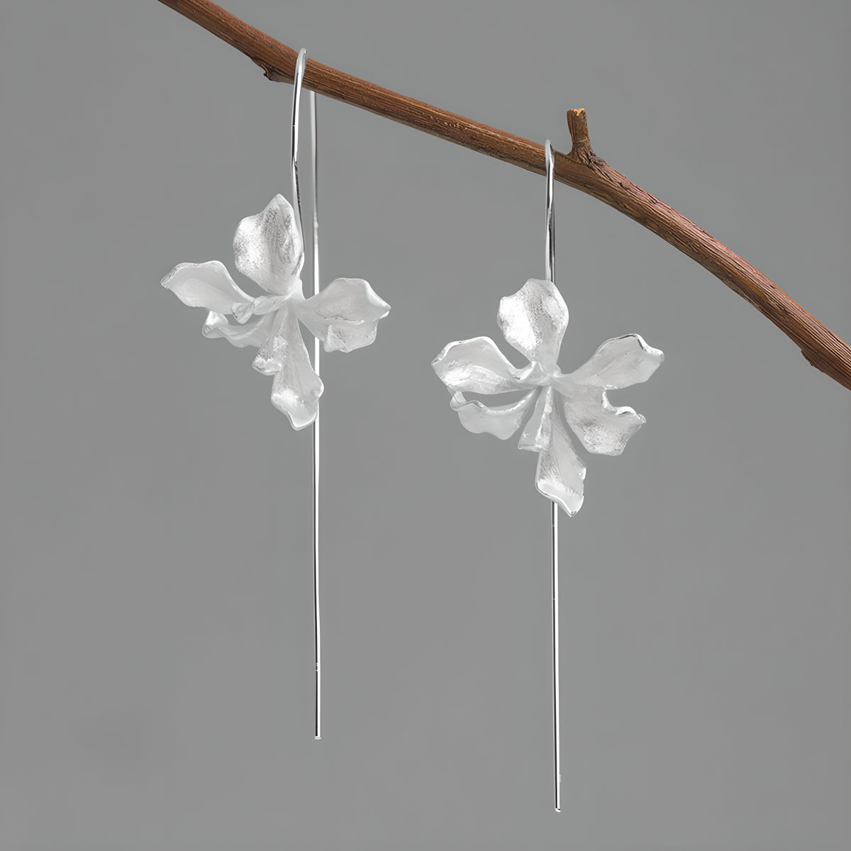 Van Gogh Inspired Iris Flower Earrings S925 Sterling Silver Artistic Design