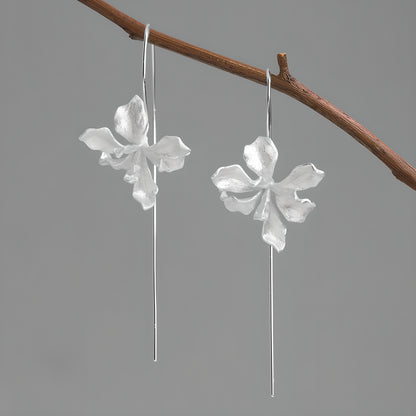 Van Gogh Inspired Iris Flower Earrings S925 Sterling Silver Artistic Design