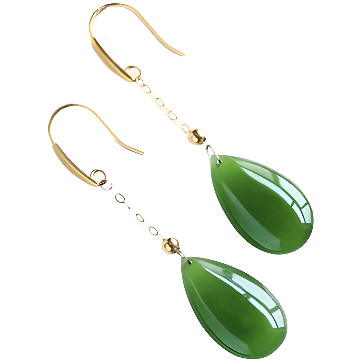 Vibrant Green Hetian Jade Teardrop Dangle Earrings