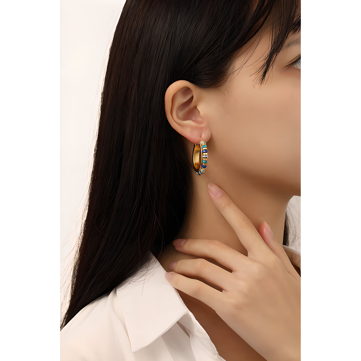 Vintage Handmade Turquoise Beaded Geometric Earrings