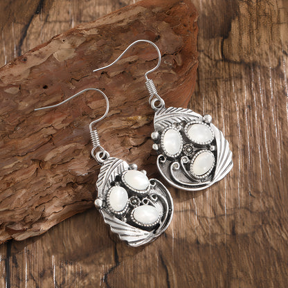 Vintage Leaf Opal Earrings