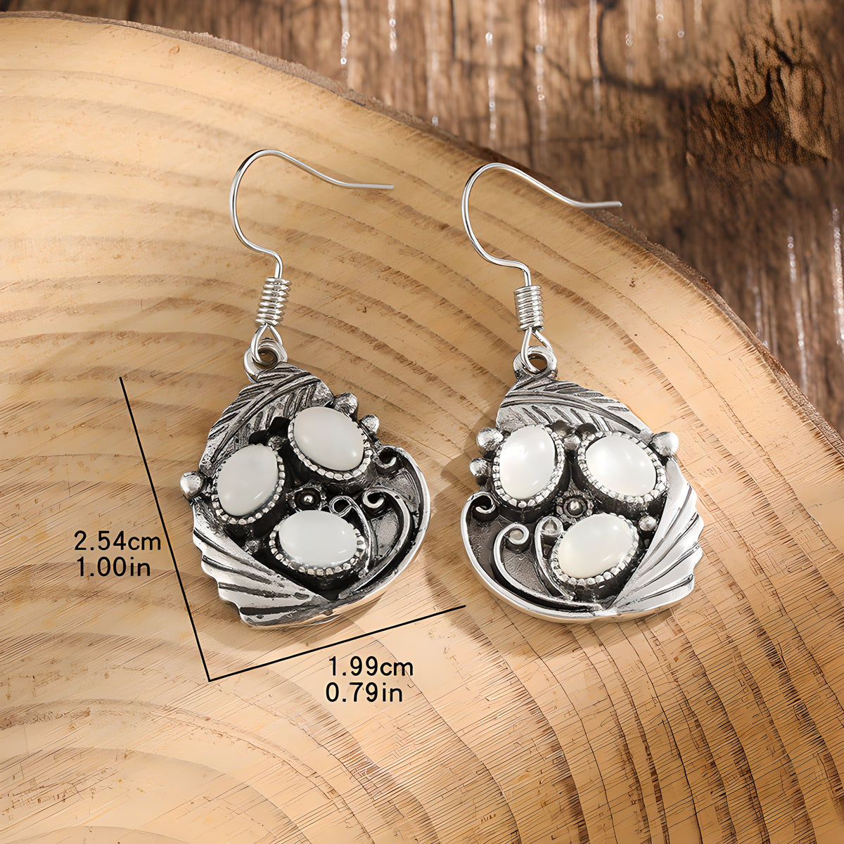 Vintage Leaf Opal Earrings