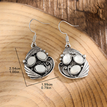 Vintage Leaf Opal Earrings