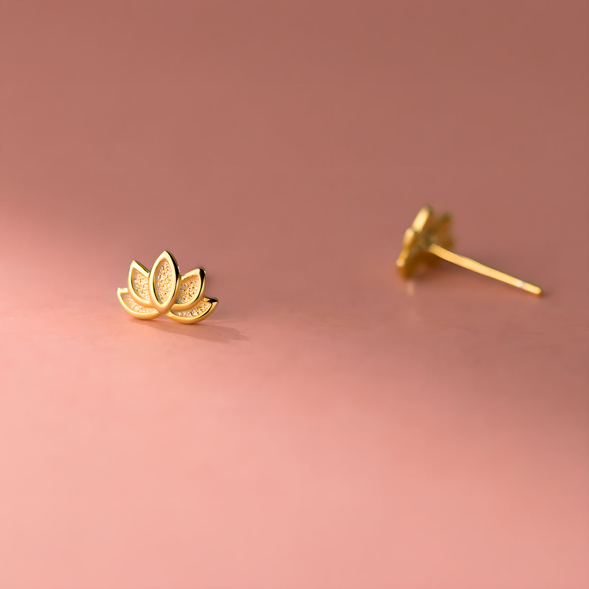 Vintage Lotus Flower Stud Earrings S925 Sterling Silver