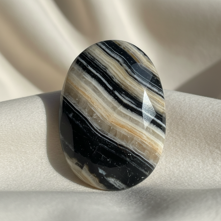 Zebra Calcite crystal close-up
