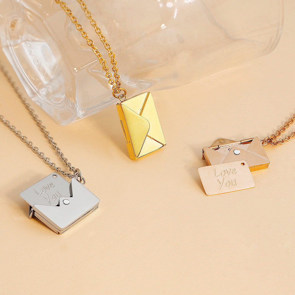 Love You Envelope Locket Necklace