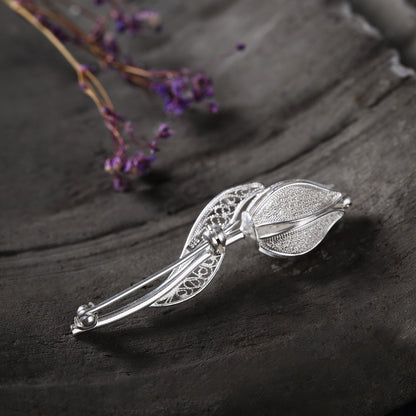 Broche Flor Vintage Hecha A Mano Plata