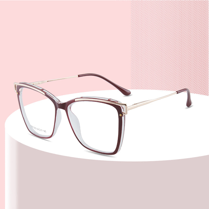 LUXYIN Glasses Black and Pink Full Rim Frame