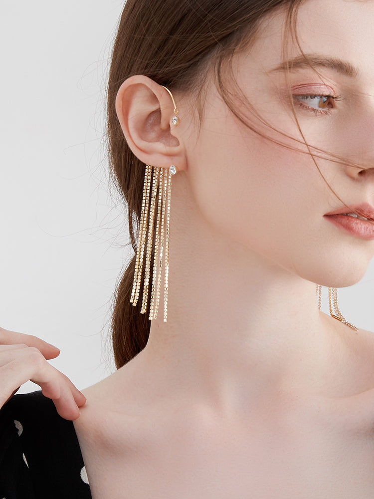 Buy Double Sided Clip on Earrings Dangle Gold Hoops Invisible Clip On- earrings Modern Front Back Long Chain Clip Earrings, Non Pierced Earrings  Online in India - Etsy