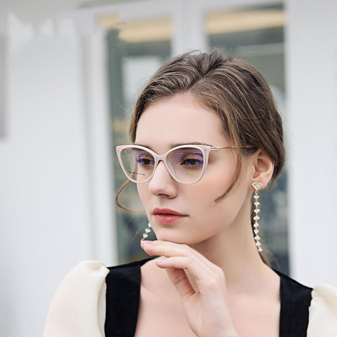 LUXYIN Splicing Cat Eye Clear Glasses -LUXYIN