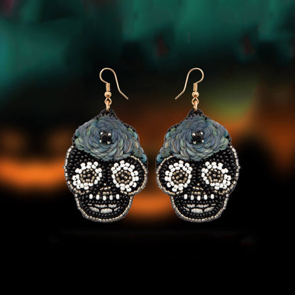 Halloween Ghost Skull Head Drop Earrings - LUXYIN