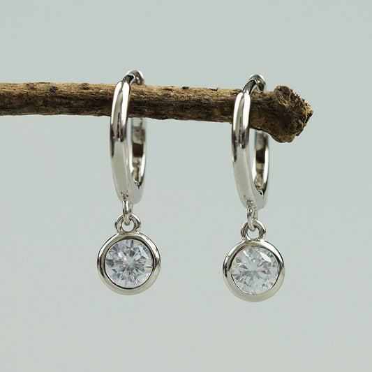 White Gold S925 Silver Hoop Earrings