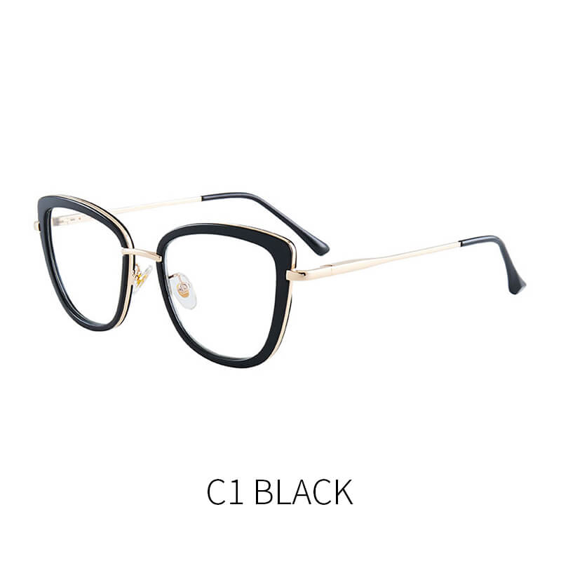 LUXYIN Splicing Cat Eye Clear Glasses